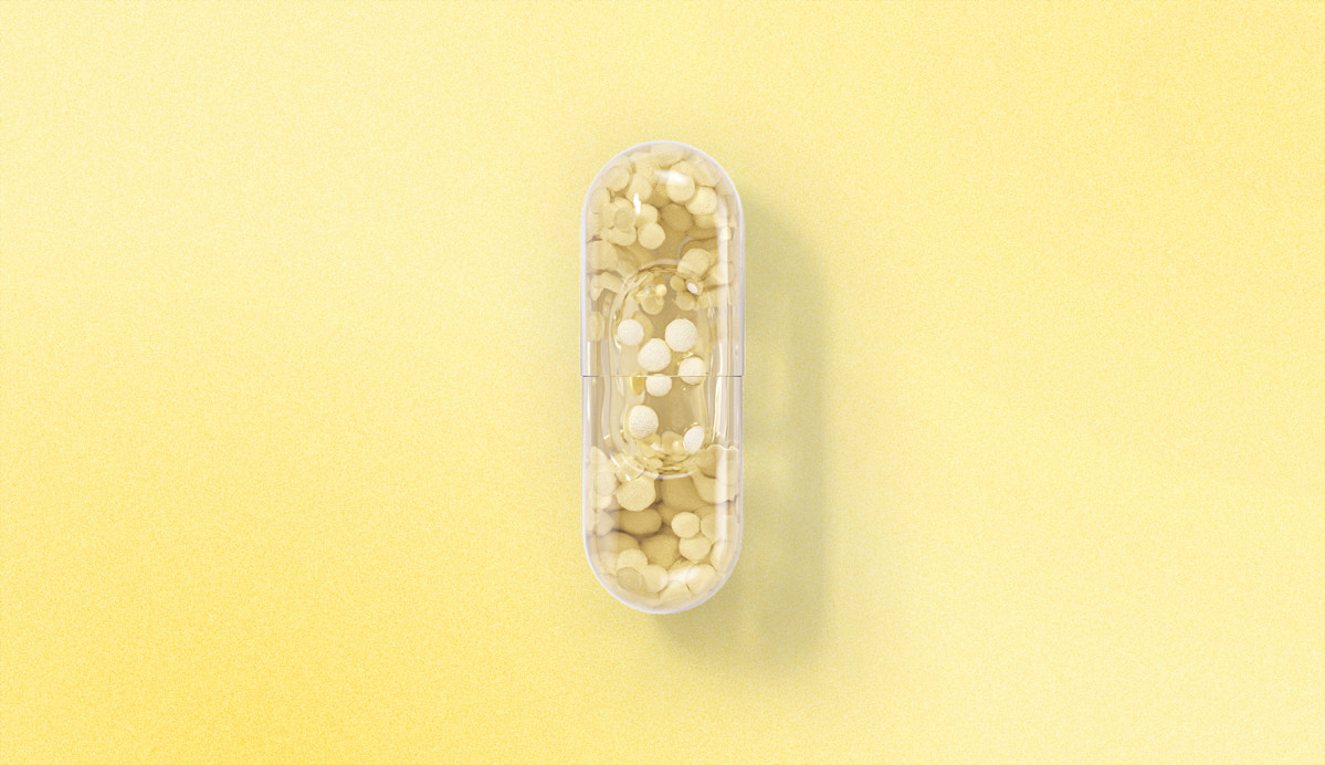 Ritual Essential for Women 50+ capsule on a yellow background