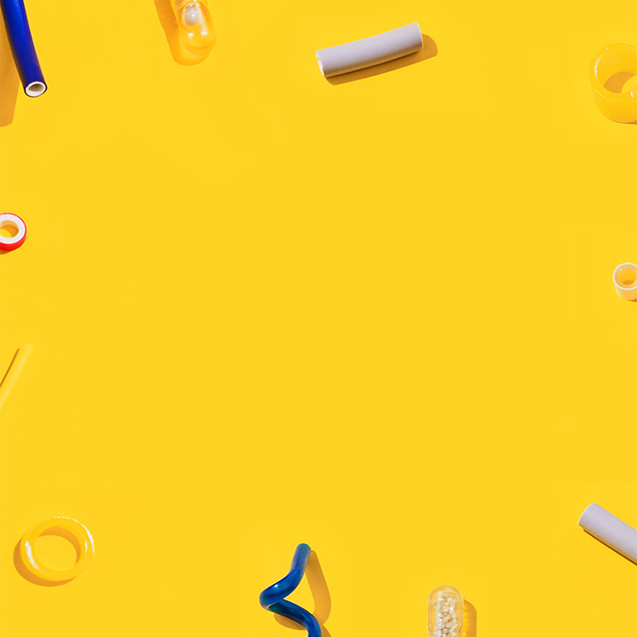 Yellow background with small pieces
